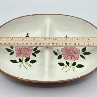 LOT 112K: Stangl Pottery Wild Rose Serving Platter, Divided Serving Bowl, & Two Cracker/ Cheese Trays