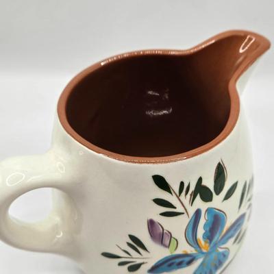 LOT 113K: Vintage Stangl Redware Bowl and Pitcher Hand Painted “Country Garden” Iris