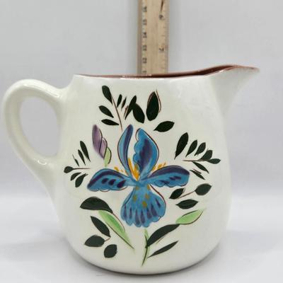 LOT 113K: Vintage Stangl Redware Bowl and Pitcher Hand Painted “Country Garden” Iris