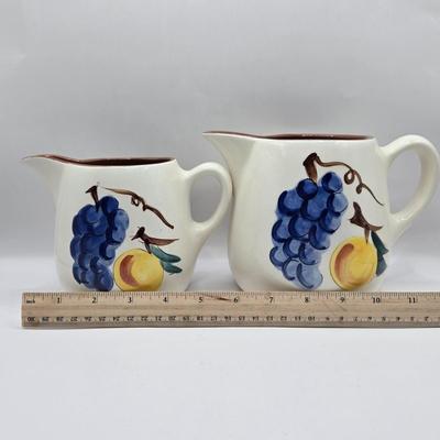 LOT 115K: Stangl Fruit and Flowers Pitchers and Divided Serving Bowl & 2 Fruit Pitchers