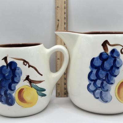 LOT 115K: Stangl Fruit and Flowers Pitchers and Divided Serving Bowl & 2 Fruit Pitchers