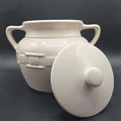 LOT 119K: Longaberger Pottery Soup Terrine, 2 Crocks, and Pitcher