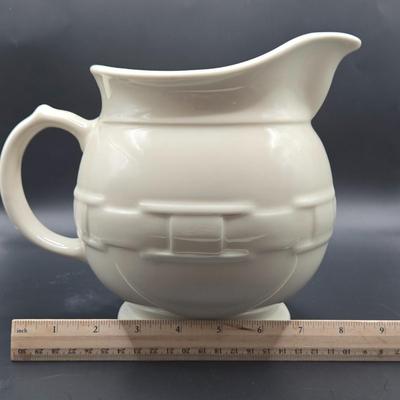 LOT 119K: Longaberger Pottery Soup Terrine, 2 Crocks, and Pitcher