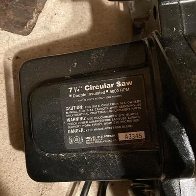 LOT 124G: Craftsman Sawmill Circular Saw in Original Box, Vintage Craftsman Meta Toolbox with Contents, Sledgehammer, Pittsburgh Socket...