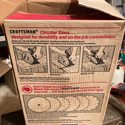 LOT 124G: Craftsman Sawmill Circular Saw in Original Box, Vintage Craftsman Meta Toolbox with Contents, Sledgehammer, Pittsburgh Socket...