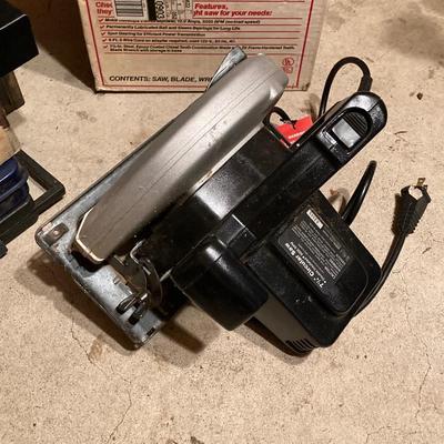 LOT 124G: Craftsman Sawmill Circular Saw in Original Box, Vintage Craftsman Meta Toolbox with Contents, Sledgehammer, Pittsburgh Socket...