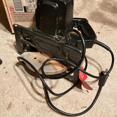 LOT 124G: Craftsman Sawmill Circular Saw in Original Box, Vintage Craftsman Meta Toolbox with Contents, Sledgehammer, Pittsburgh Socket...