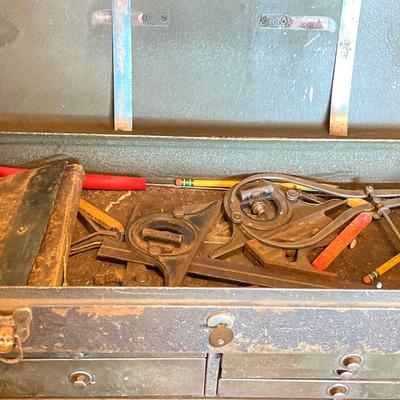 LOT 124G: Craftsman Sawmill Circular Saw in Original Box, Vintage Craftsman Meta Toolbox with Contents, Sledgehammer, Pittsburgh Socket...