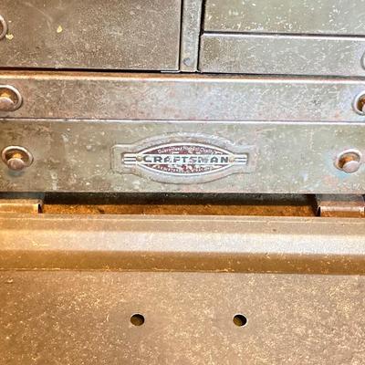 LOT 124G: Craftsman Sawmill Circular Saw in Original Box, Vintage Craftsman Meta Toolbox with Contents, Sledgehammer, Pittsburgh Socket...