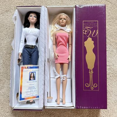 LOT 126L: OOAK Custom Repainted Tonner Tyler Wentworth Collection 16-inch Articulated Fashion Dolls by w/ COAs by Artists Melanie Goetz...