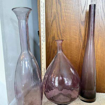 LOT 132L: Large Purple Art Glass Vases