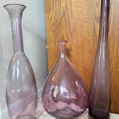 LOT 132L: Large Purple Art Glass Vases