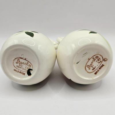 LOT 137K: Stangl Pottery Wild Rose Serving Set Including 1 Large Pitcher, 2 Small Pitchers, Salt and Pepper Shakers, and Vinager and Oil...