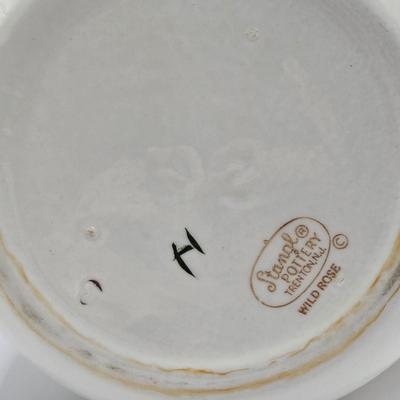 LOT 137K: Stangl Pottery Wild Rose Serving Set Including 1 Large Pitcher, 2 Small Pitchers, Salt and Pepper Shakers, and Vinager and Oil...