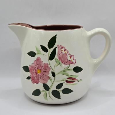 LOT 137K: Stangl Pottery Wild Rose Serving Set Including 1 Large Pitcher, 2 Small Pitchers, Salt and Pepper Shakers, and Vinager and Oil...