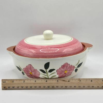 LOT 141K: Stangl Pottery Wild Rose Large Serving Platter, Large Serving Bowl, and Covered Bowl