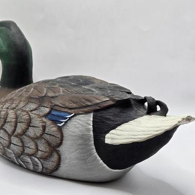 LOT 143K: 1992 Mallard Drake Hand Painted Wood Decoy Duck by B Campbell