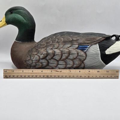LOT 143K: 1992 Mallard Drake Hand Painted Wood Decoy Duck by B Campbell