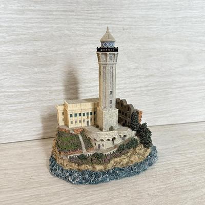 LOT 146K: 1998 Christmas Old Field Point Harbor Lights Lighthouse #707 w/ Harbor Lights Lighthouses: Alcatraz Island California #417...