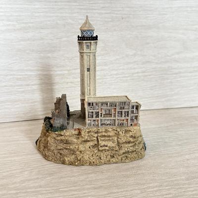 LOT 146K: 1998 Christmas Old Field Point Harbor Lights Lighthouse #707 w/ Harbor Lights Lighthouses: Alcatraz Island California #417...