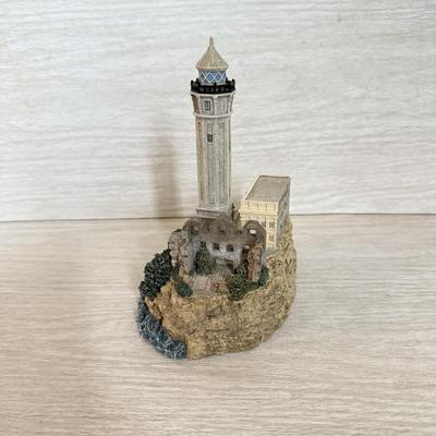 LOT 146K: 1998 Christmas Old Field Point Harbor Lights Lighthouse #707 w/ Harbor Lights Lighthouses: Alcatraz Island California #417...