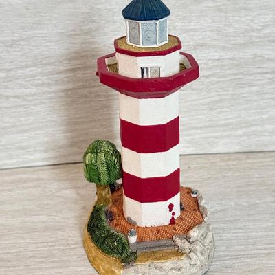 LOT 146K: 1998 Christmas Old Field Point Harbor Lights Lighthouse #707 w/ Harbor Lights Lighthouses: Alcatraz Island California #417...