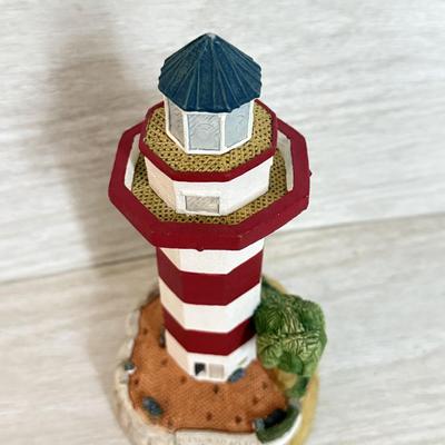 LOT 146K: 1998 Christmas Old Field Point Harbor Lights Lighthouse #707 w/ Harbor Lights Lighthouses: Alcatraz Island California #417...