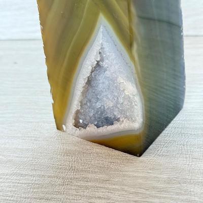 LOT 154L: Green Geode Bookends & Stone Bookends