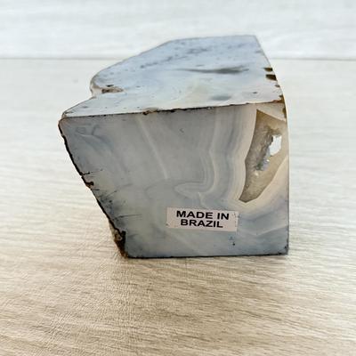 LOT 154L: Green Geode Bookends & Stone Bookends