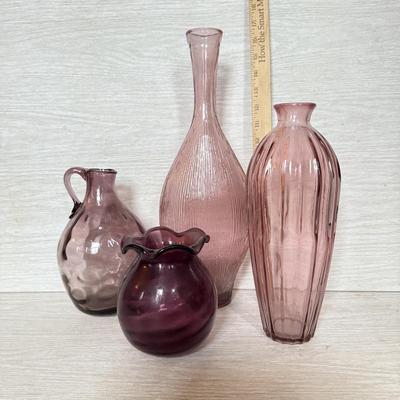 LOT 161F: Purple Art Glass Vases