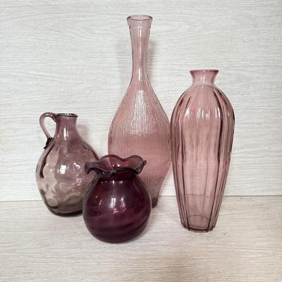 LOT 161F: Purple Art Glass Vases