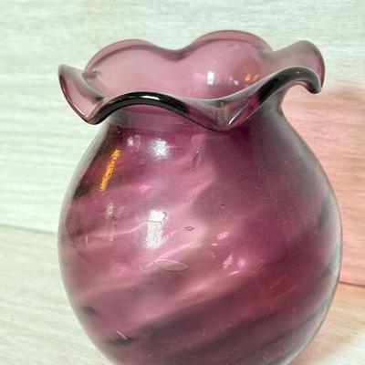 LOT 161F: Purple Art Glass Vases