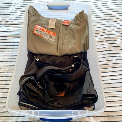 LOT 180 Z: Tote of Men's Pants & Suspenders; Dockers, Haggar, Towncraft, & More!