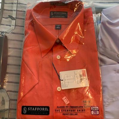 LOT 241 Z: Tote of Men's Dress Shirts (Some NIP); Geoffrey Beene, Stafford, Van Heusen, & More!