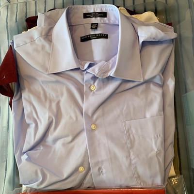 LOT 241 Z: Tote of Men's Dress Shirts (Some NIP); Geoffrey Beene, Stafford, Van Heusen, & More!