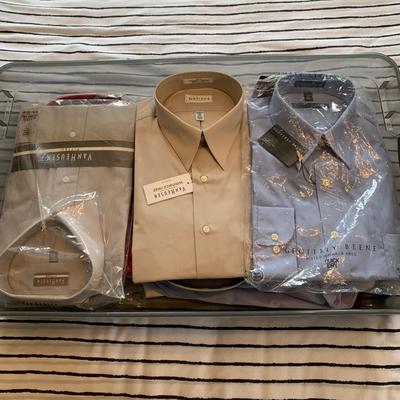 LOT 241 Z: Tote of Men's Dress Shirts (Some NIP); Geoffrey Beene, Stafford, Van Heusen, & More!
