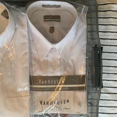 LOT 241 Z: Tote of Men's Dress Shirts (Some NIP); Geoffrey Beene, Stafford, Van Heusen, & More!