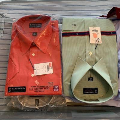 LOT 241 Z: Tote of Men's Dress Shirts (Some NIP); Geoffrey Beene, Stafford, Van Heusen, & More!