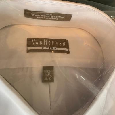 LOT 241 Z: Tote of Men's Dress Shirts (Some NIP); Geoffrey Beene, Stafford, Van Heusen, & More!