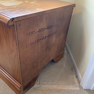 LOT 243 Z: Wooden Bedside Table & Headboard w/ Wheat Accent