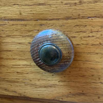 LOT 243 Z: Wooden Bedside Table & Headboard w/ Wheat Accent