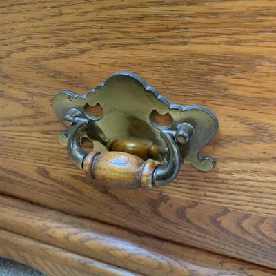 LOT 243 Z: Wooden Bedside Table & Headboard w/ Wheat Accent