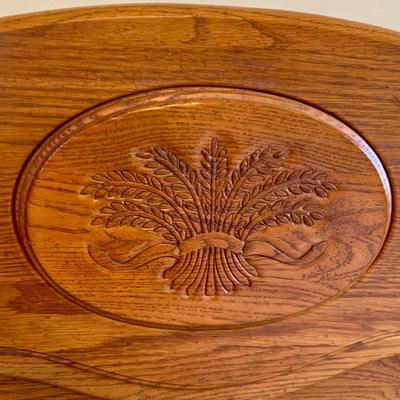 LOT 243 Z: Wooden Bedside Table & Headboard w/ Wheat Accent