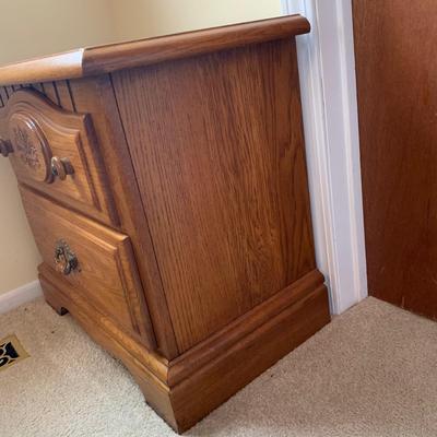 LOT 243 Z: Wooden Bedside Table & Headboard w/ Wheat Accent