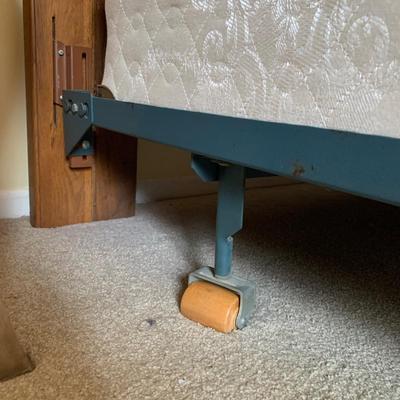 LOT 243 Z: Wooden Bedside Table & Headboard w/ Wheat Accent