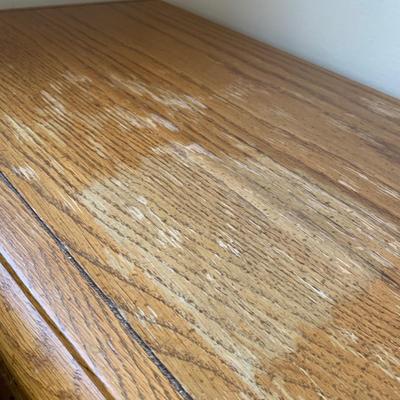 LOT 243 Z: Wooden Bedside Table & Headboard w/ Wheat Accent