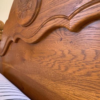 LOT 243 Z: Wooden Bedside Table & Headboard w/ Wheat Accent