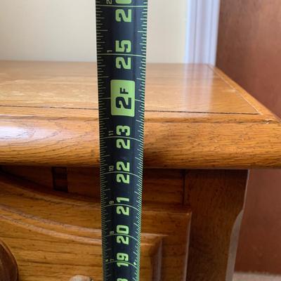 LOT 243 Z: Wooden Bedside Table & Headboard w/ Wheat Accent