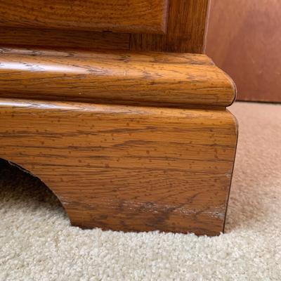 LOT 243 Z: Wooden Bedside Table & Headboard w/ Wheat Accent