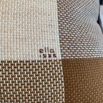 LOT 244 Z: Vintage Hand Carved Cane Seat Chair & Cross Stitched Pillow